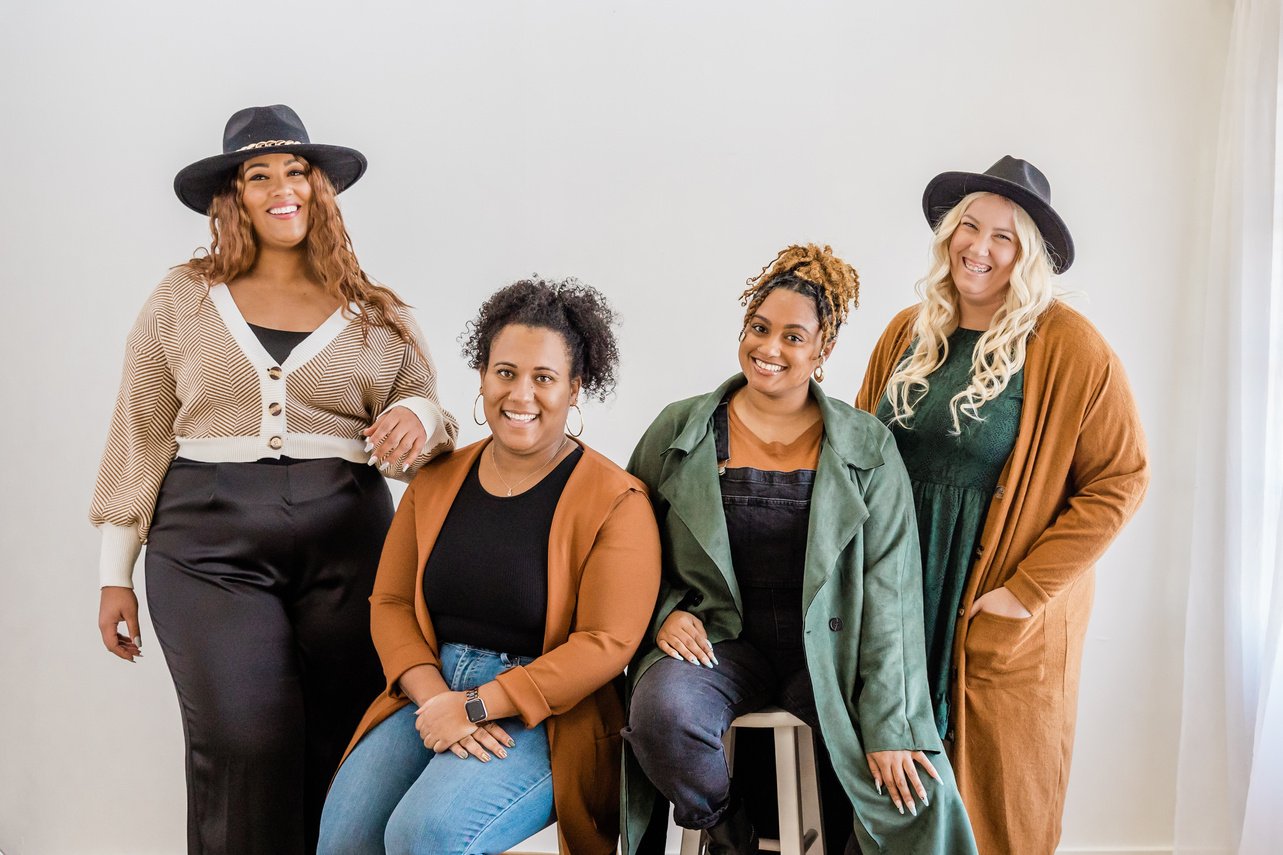 Group of Pretty Fashion Models Posing Together 